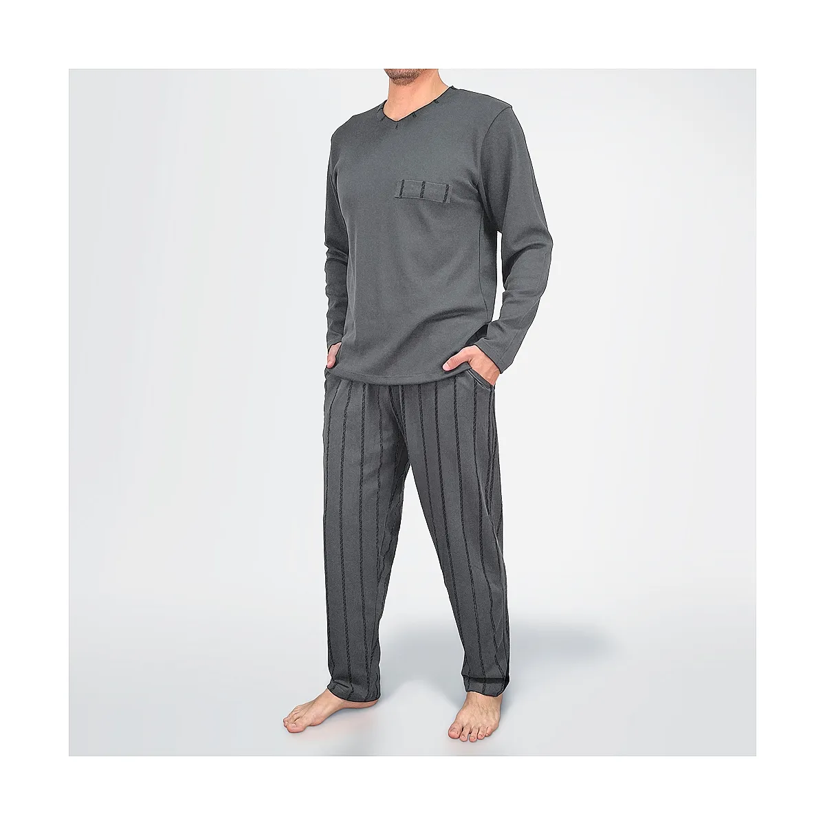 0931 100% COTTON EMBROIDERED PAJAMA WITH POCKETS