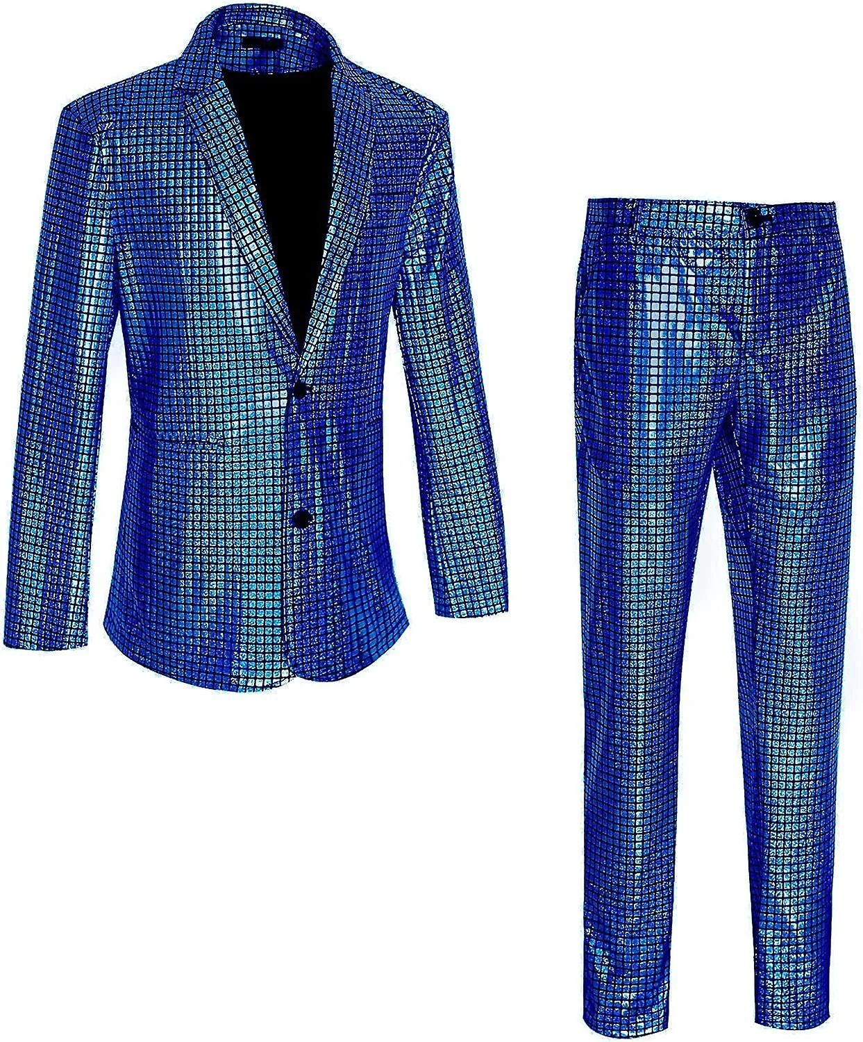 2 Pcs Men's Metallic Suit  Sequined Suit Slim Leisure Suit Disco outfit