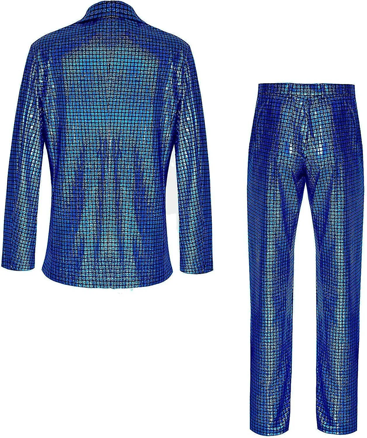 2 Pcs Men's Metallic Suit  Sequined Suit Slim Leisure Suit Disco outfit