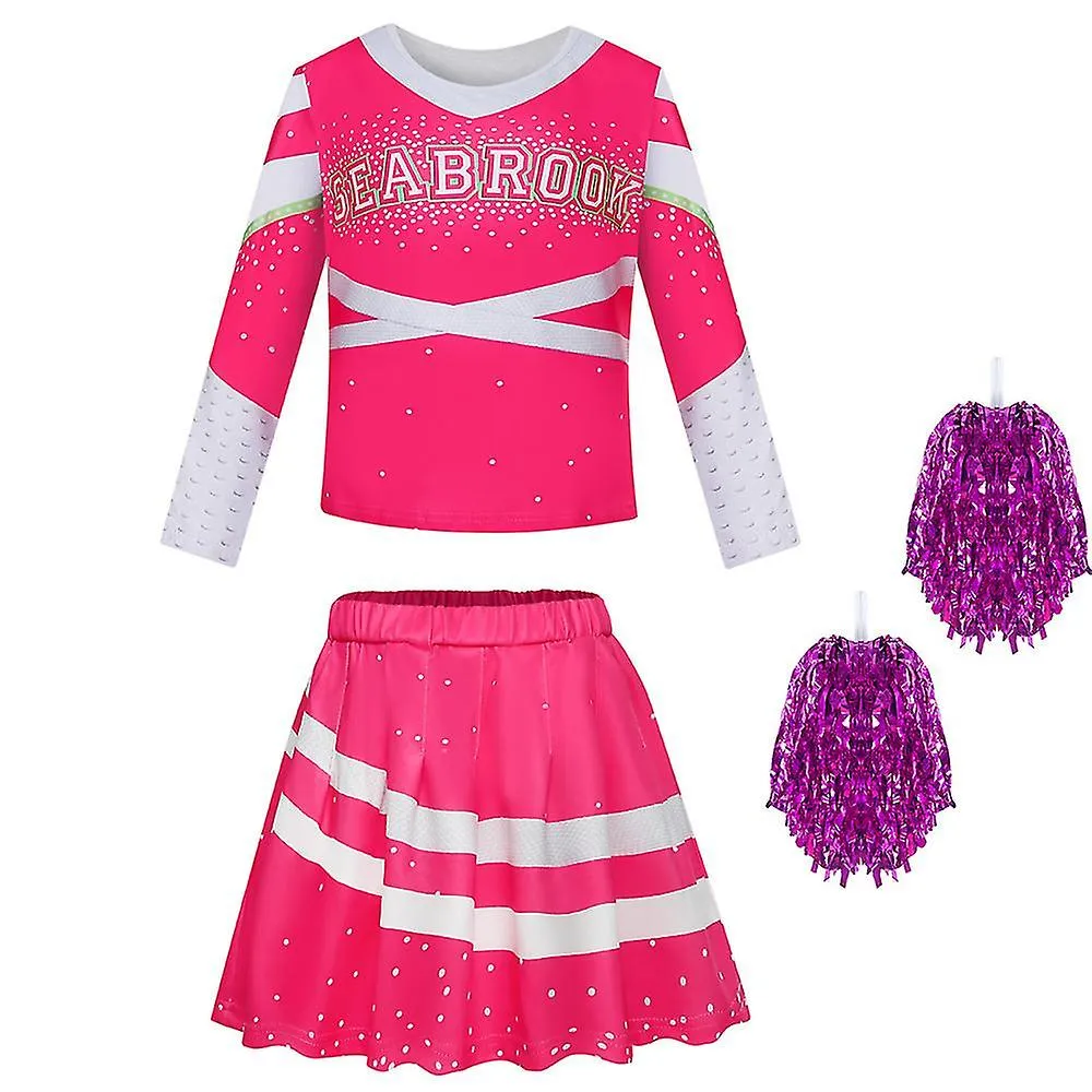 3-10 Years Kids Girls Zombies 3 Cheerleader Outfit Cosplay Outfits Set-e