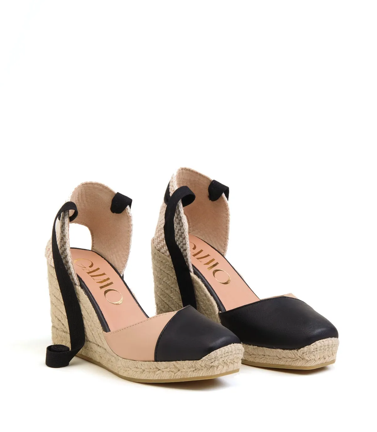 ALPARGATAS DE YUTE BICOLOR BEIGE/NEGRO GAIMO YASMIN