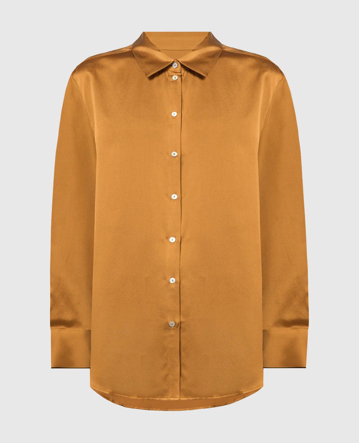 Asceno AMBER orange silk pajama shirt