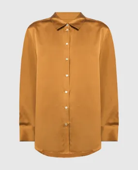 Asceno AMBER orange silk pajama shirt