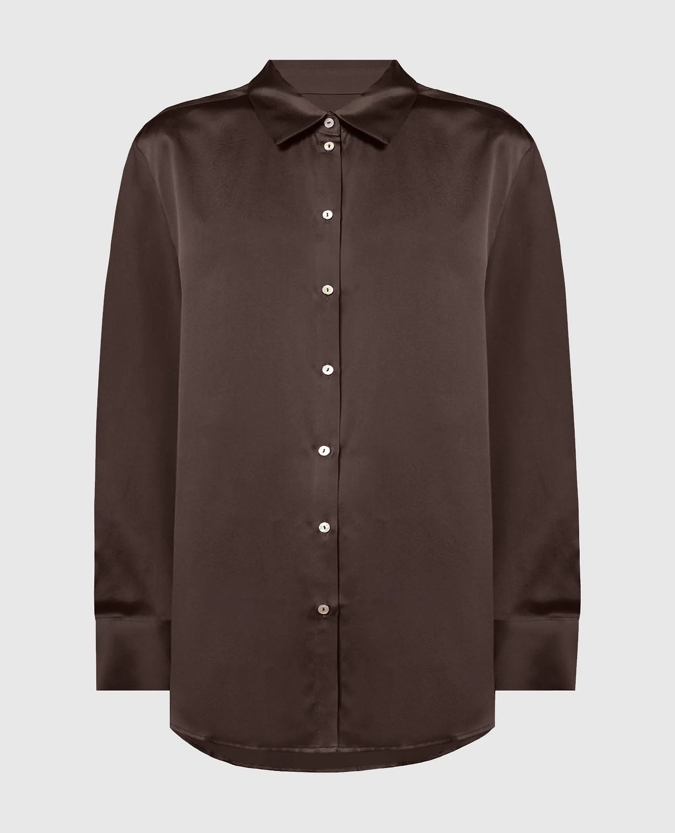 Asceno ESPRESSO brown silk pajama shirt