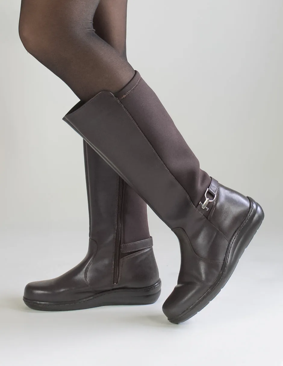 Botas altas Hillie en Piel vegana – Café