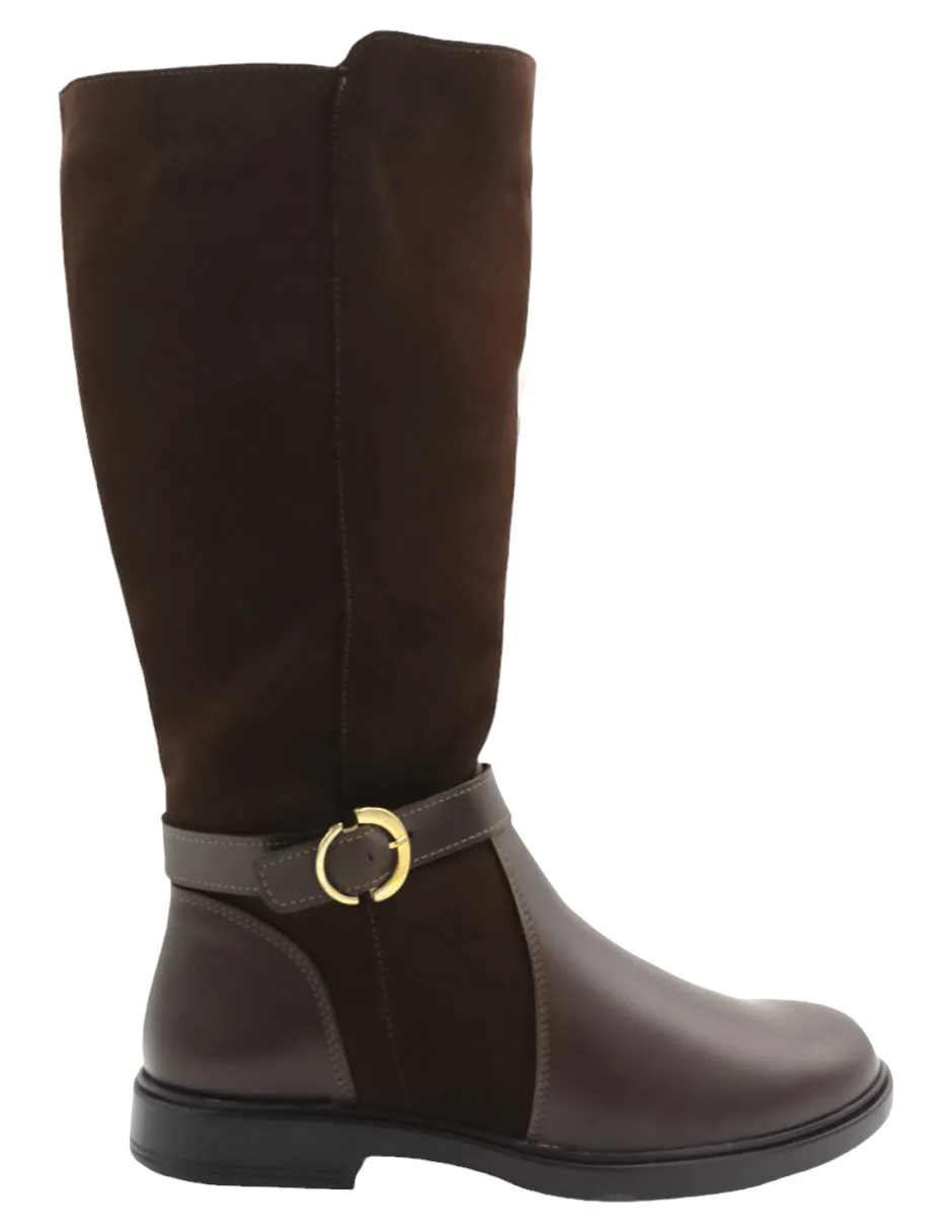 Botas altas Hillie en Piel vegana – Café