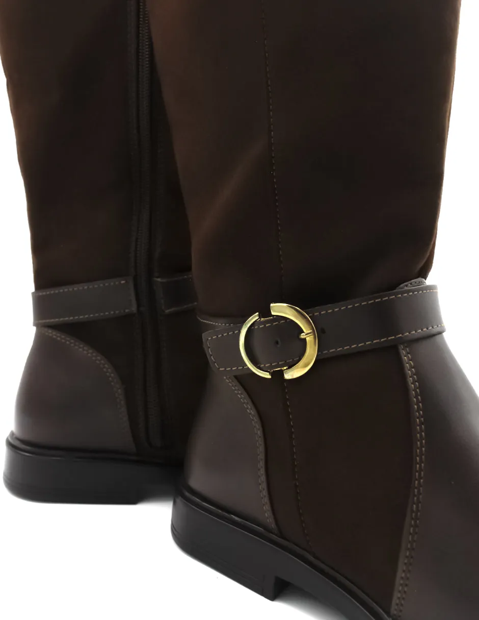 Botas altas Hillie en Piel vegana – Café