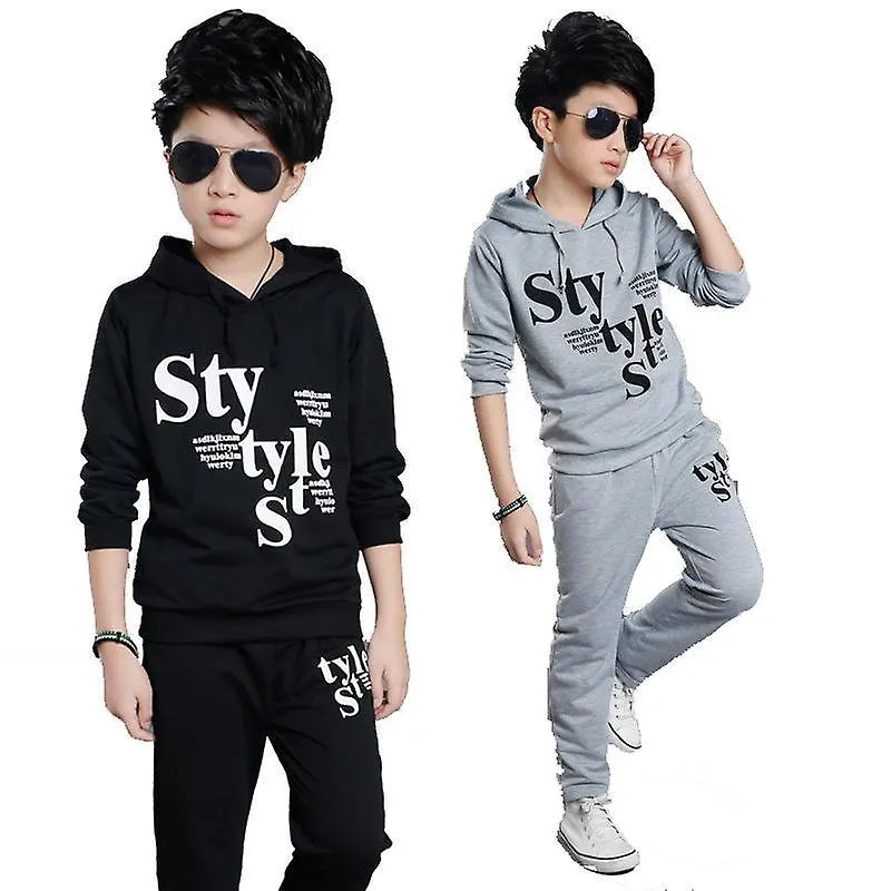 Boys cotton hooded letter tracksuit outfit