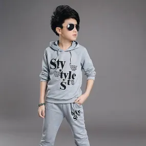 Boys cotton hooded letter tracksuit outfit