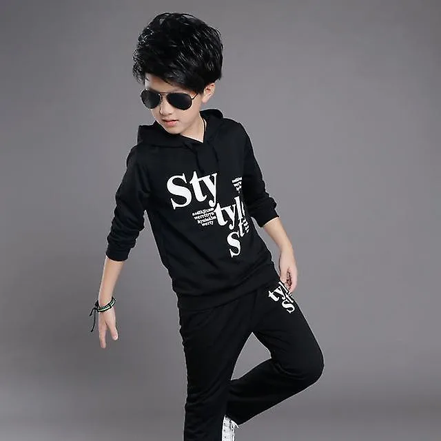 Boys cotton hooded letter tracksuit outfit