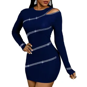 Breey Woman Hip-wrapping Dress Lady Pullover Sexy Dress Suitable For Going Beach Side Wear Dark Blue