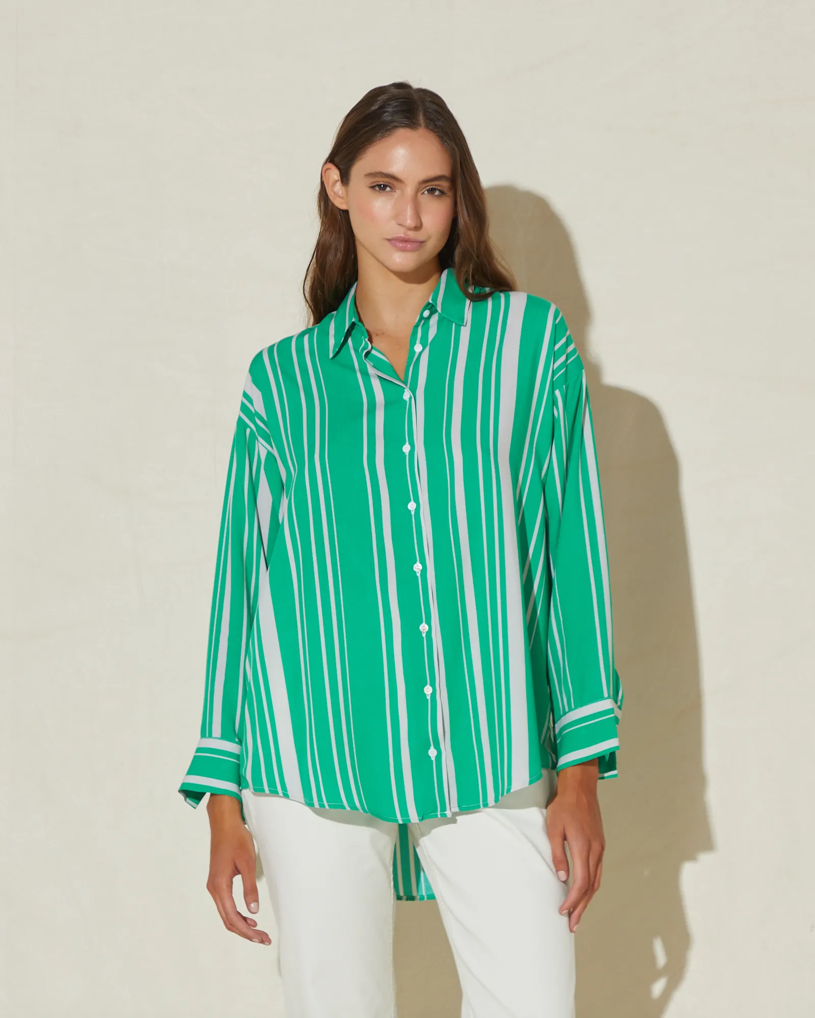 Camisa Muru Poplin Rayas Esmeralda