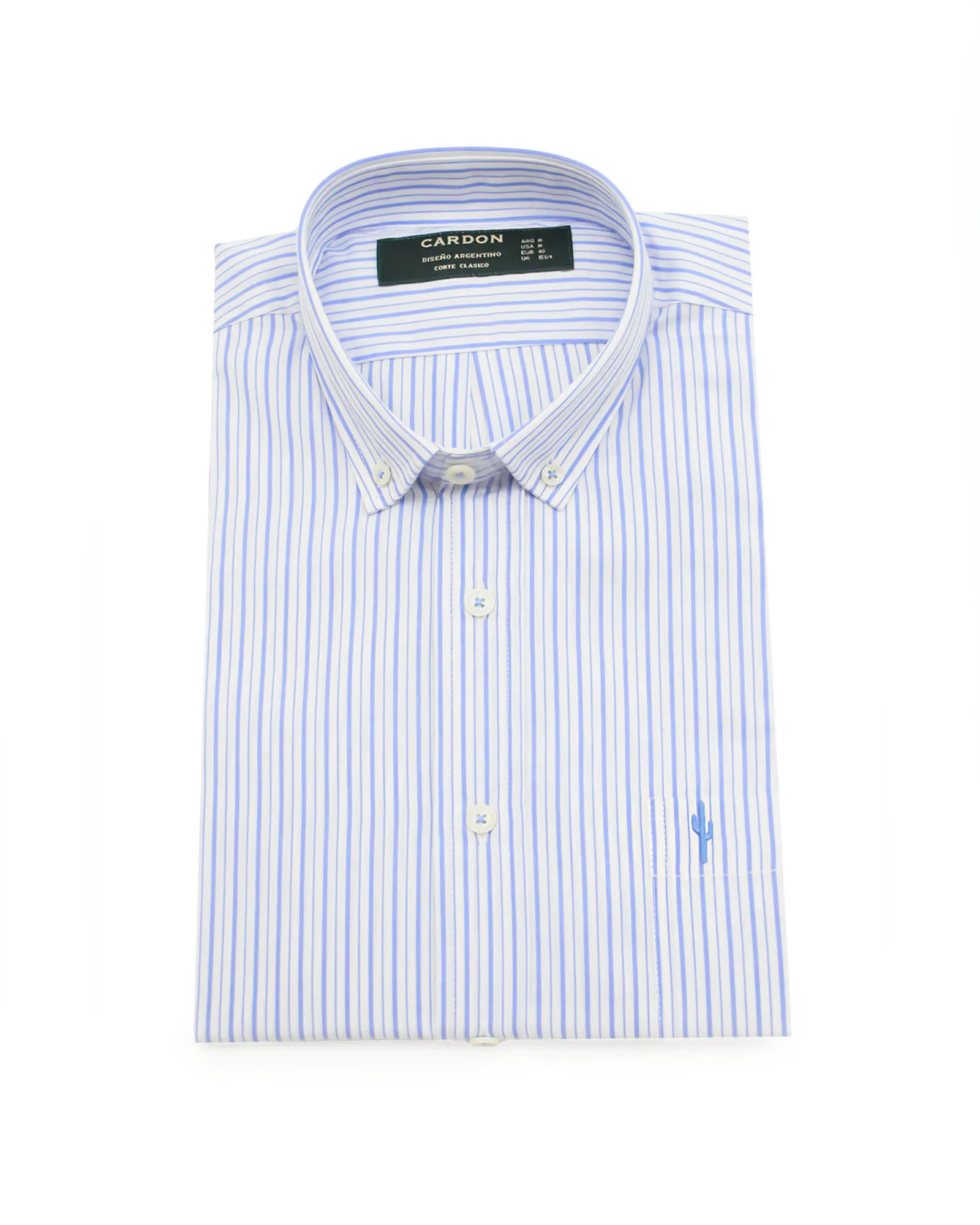 Camisa Plata Rayas Celeste