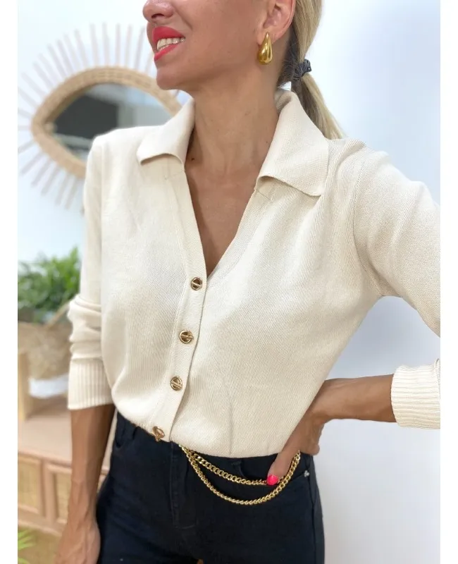 Chaqueta Punto Beige