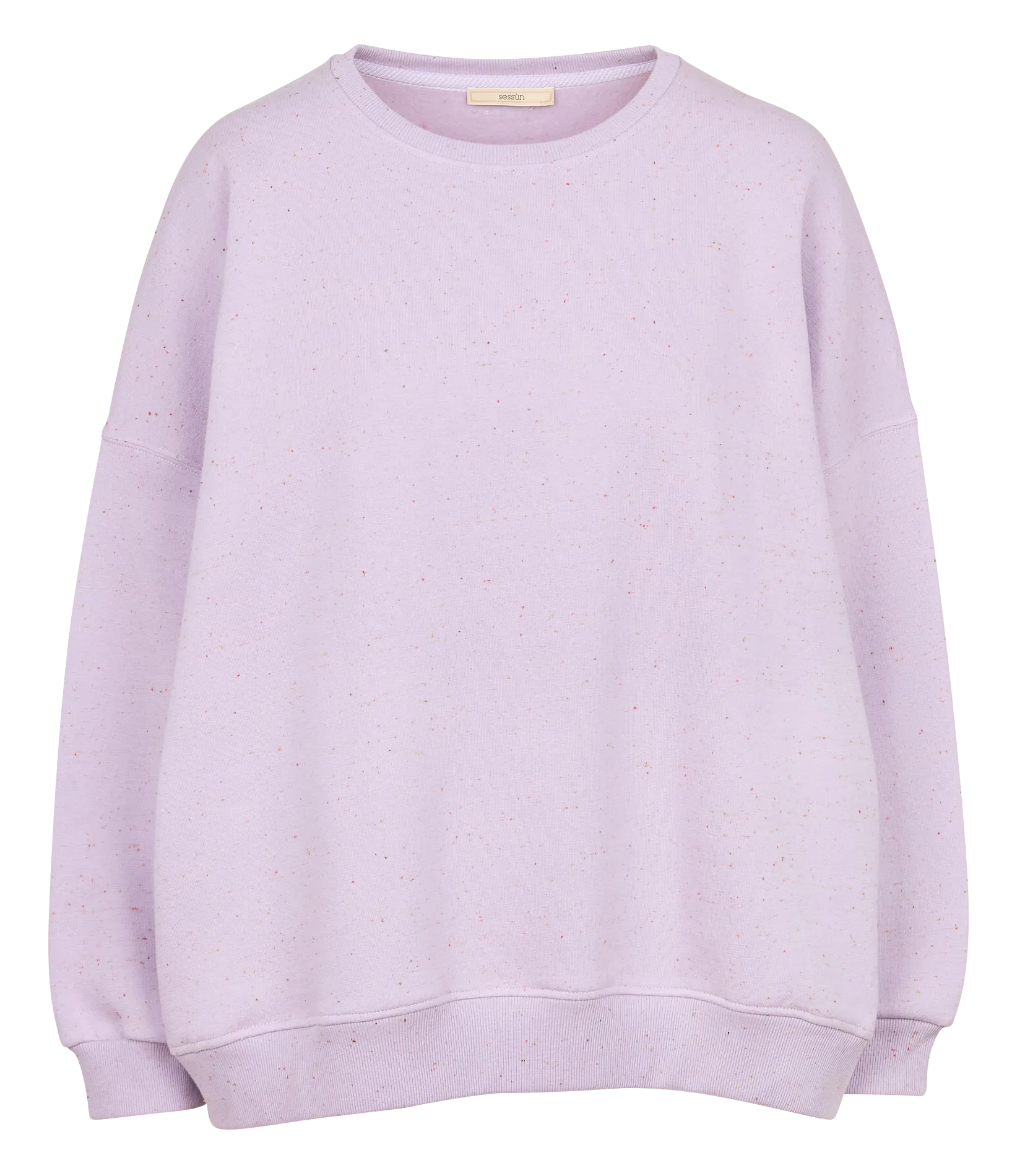 CHEBBI - Sudadera holgada de mezcla de algodón orgánico moteada con cuello redondo en violeta