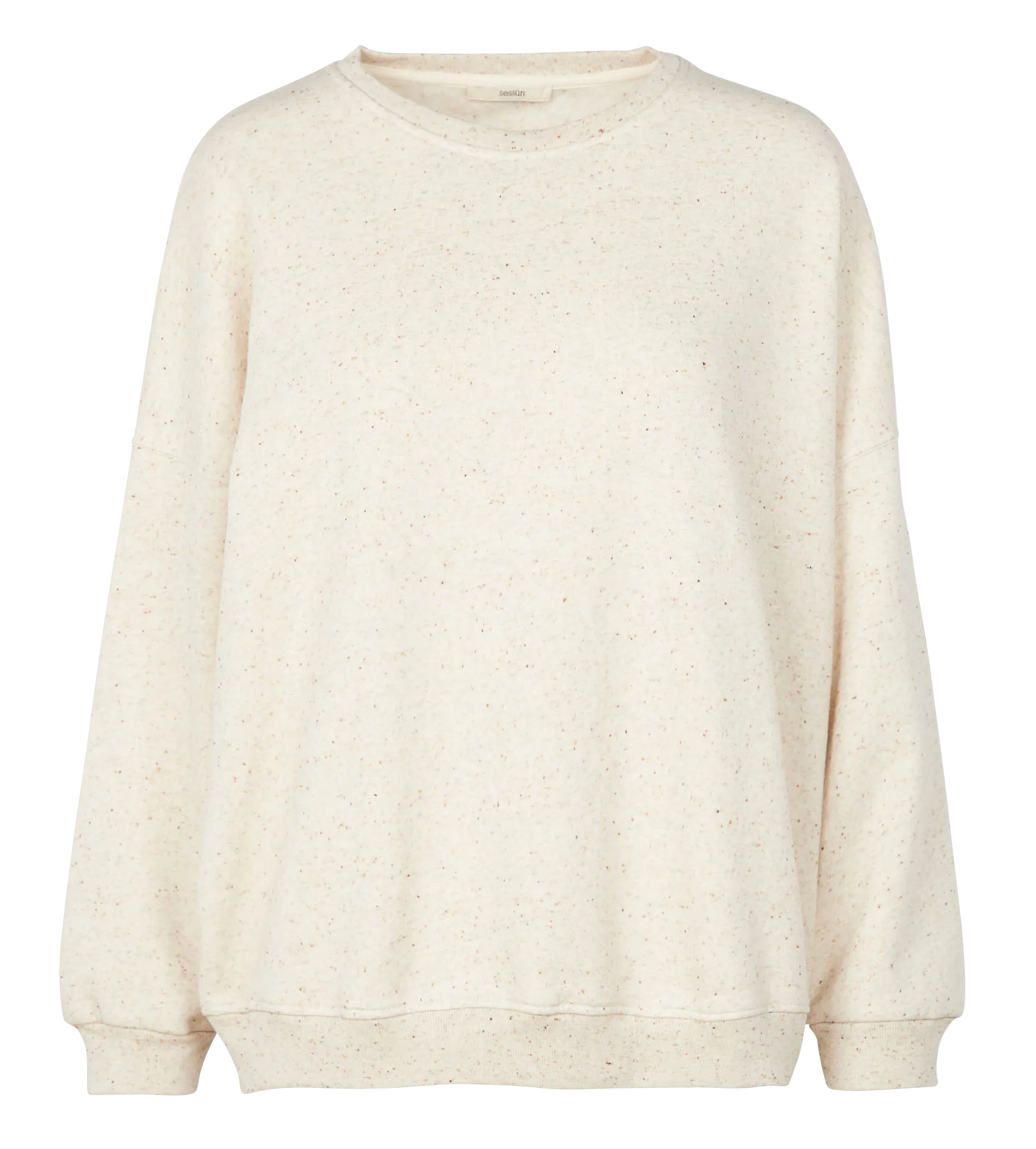 CHEBBI - Sudadera oversize de mezcla de algodón con cuello redondo en beige