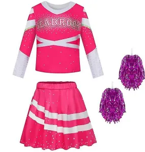 Cheerleader Costume For Girls With Pom Poms Cheerleading Outfit