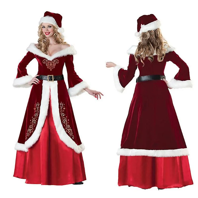 Christmas-Santa Suit Claus Cosplay Adult Costume Fancy Dress Party Outfit