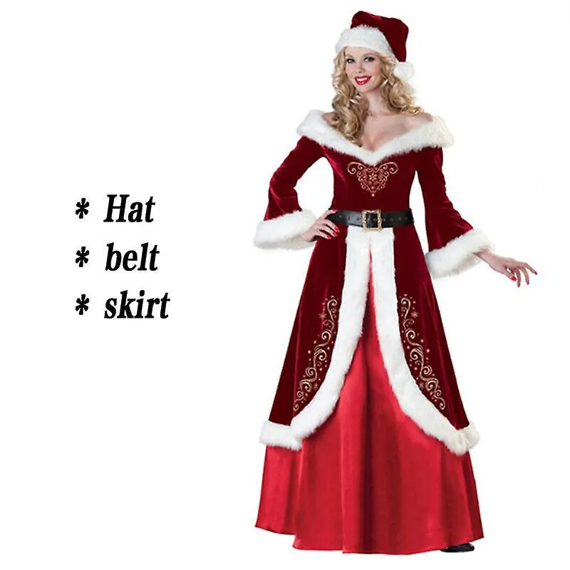 Christmas-Santa Suit Claus Cosplay Adult Costume Fancy Dress Party Outfit