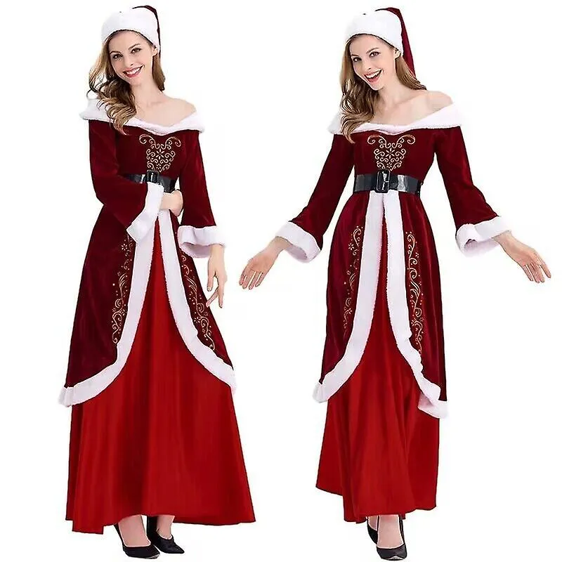 Christmas-Santa Suit Claus Cosplay Adult Costume Fancy Dress Party Outfit