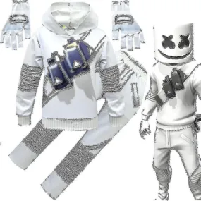 Dj Marshmello Kids White 3d Printed Pullover Set Halloween Carnival Party Costume