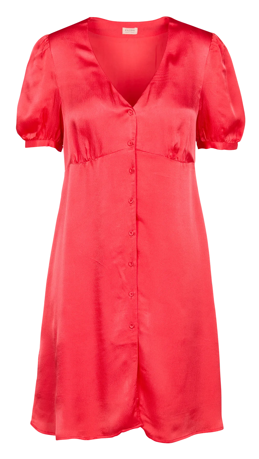 EKYOG SERENA - Vestido corto con escote en V y efecto satinado en rosa