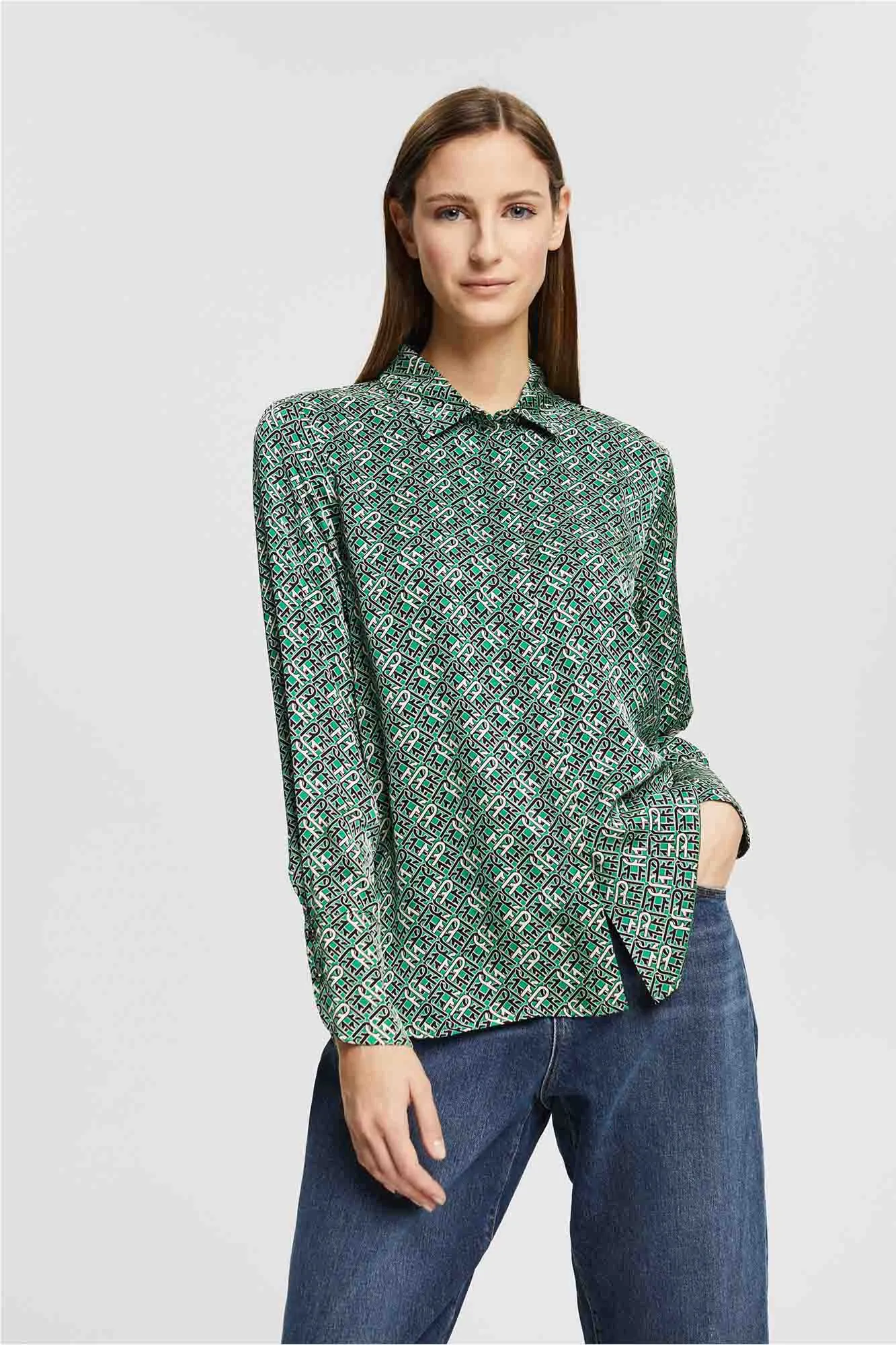 Esprit Camisa satinada estampada viscosa