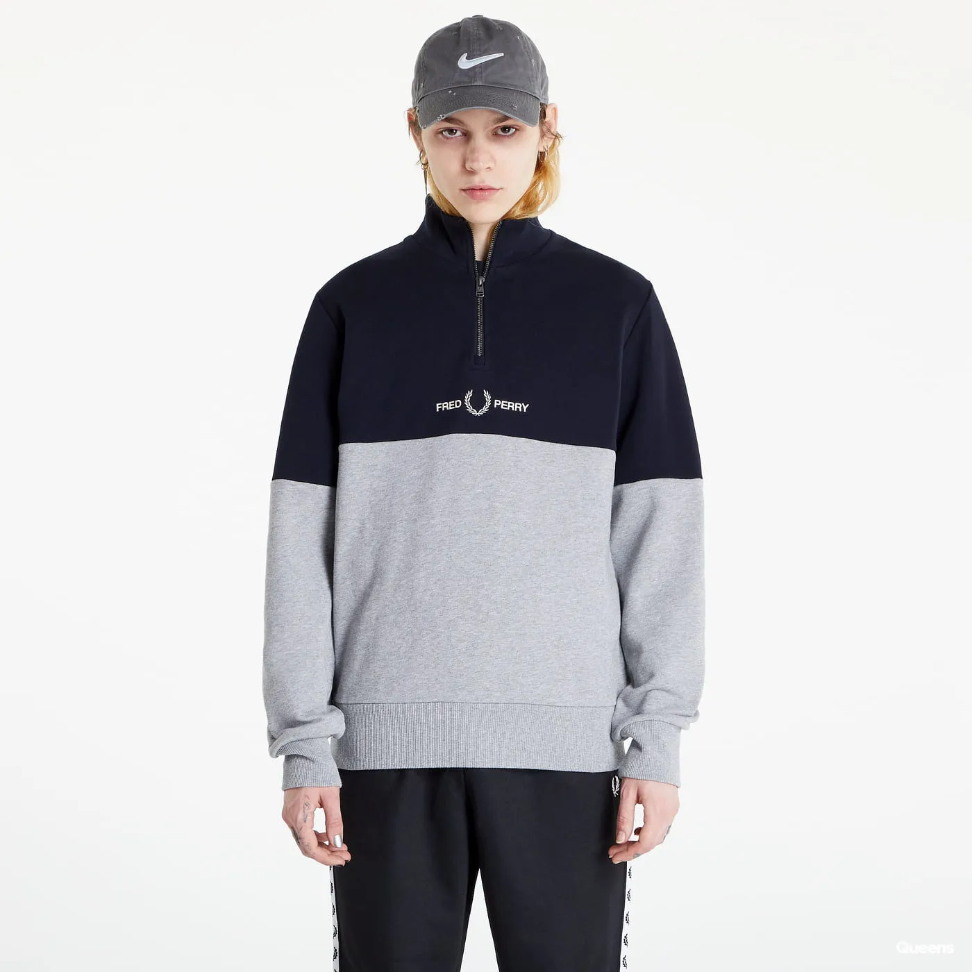 Fred Perry Colourblock Half Zip Sweatshirt