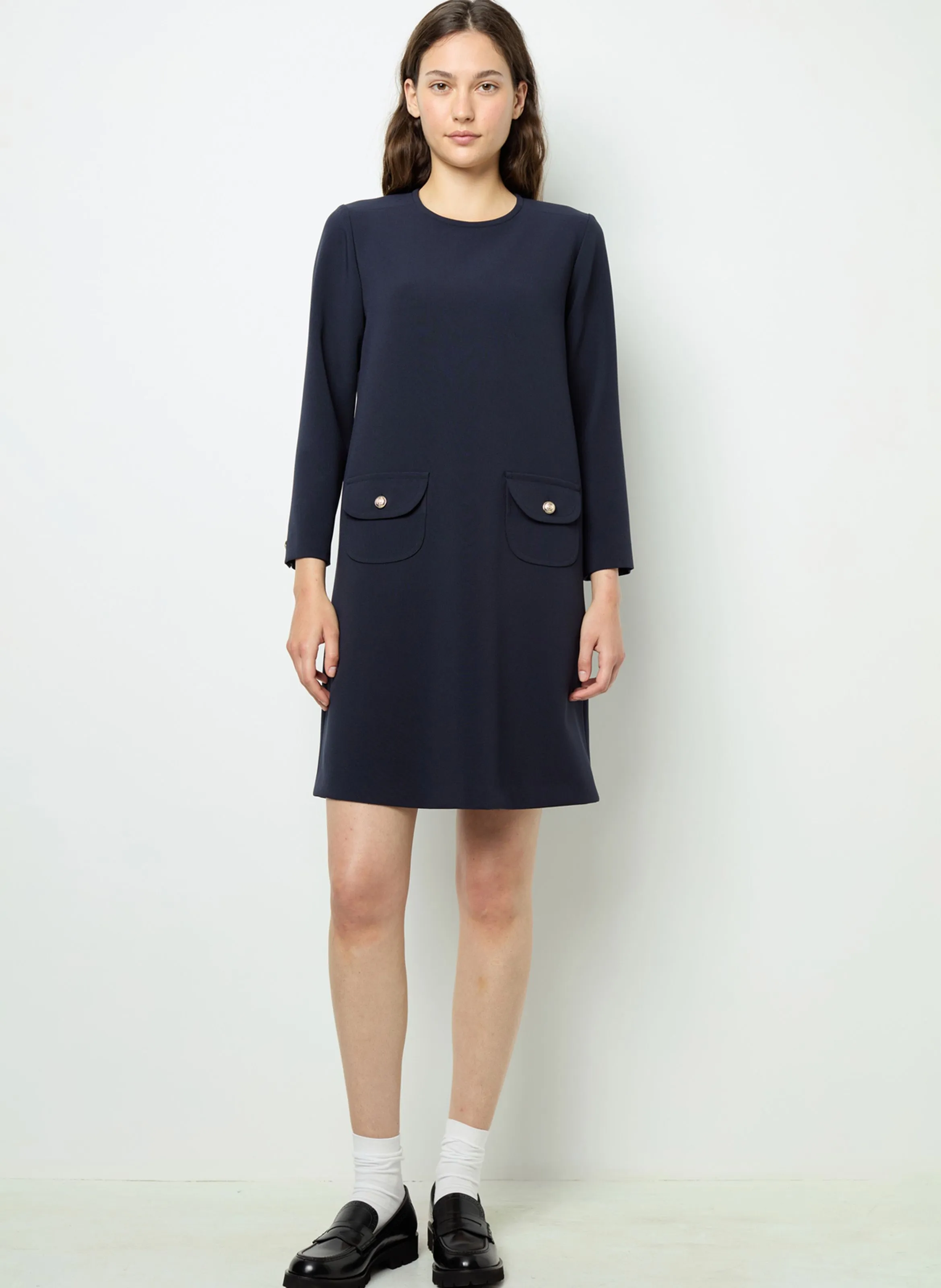 GERARD DAREL STELLA - Vestido corto con cuello redondo en azul