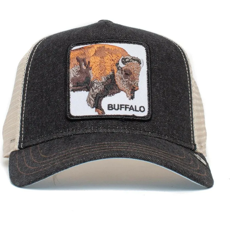 Gorra Animales GOORIN BROS Buffalo ajustable y rejilla negra y blanca búfalo