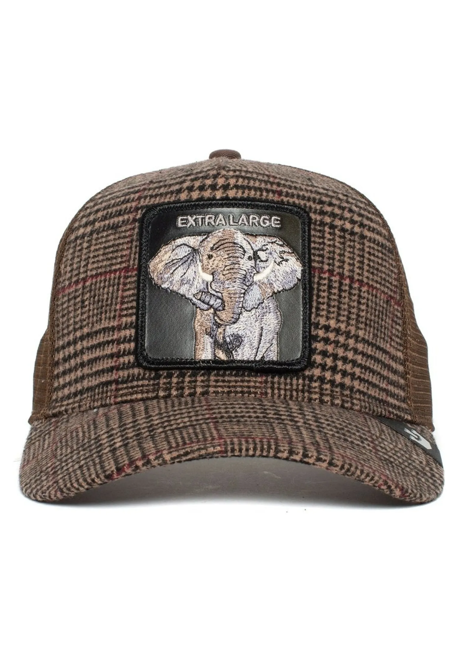 Gorra animales GOORIN BROS Elefante rejilla y ajustable Trucker Extra Large cuadros marrón