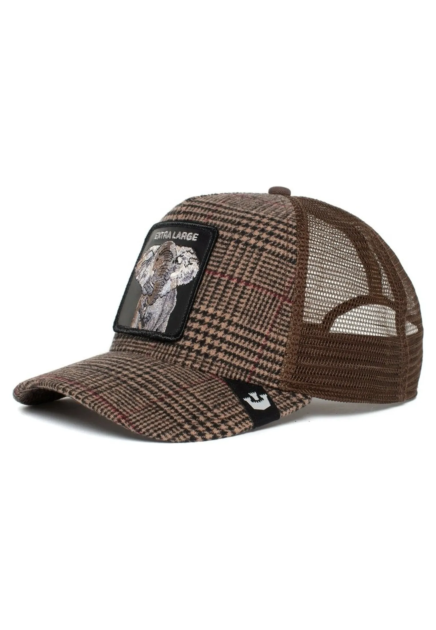 Gorra animales GOORIN BROS Elefante rejilla y ajustable Trucker Extra Large cuadros marrón