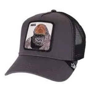 Gorra Animales GOORIN BROS Gorilla ajustable y rejilla BOSS TRUCKER negra/Black gorila King of the Jungle