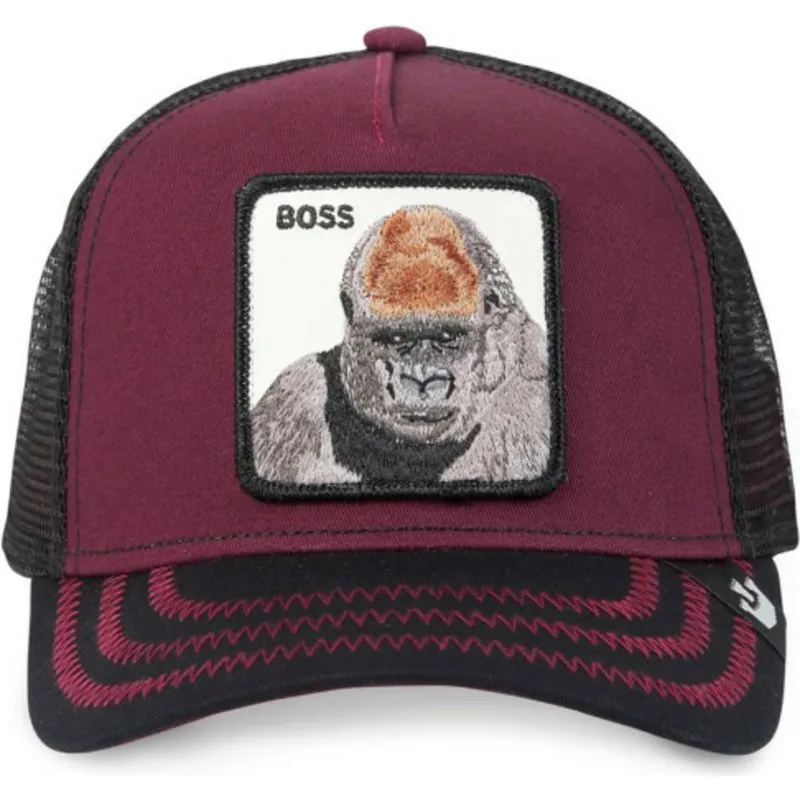 Gorra Animales GOORIN BROS Gorilla ajustable y rejilla BOSS TRUCKER negra/roja gorila King of the Jungle