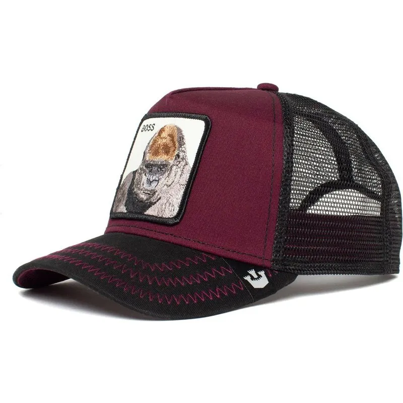 Gorra Animales GOORIN BROS Gorilla ajustable y rejilla BOSS TRUCKER negra/roja gorila King of the Jungle