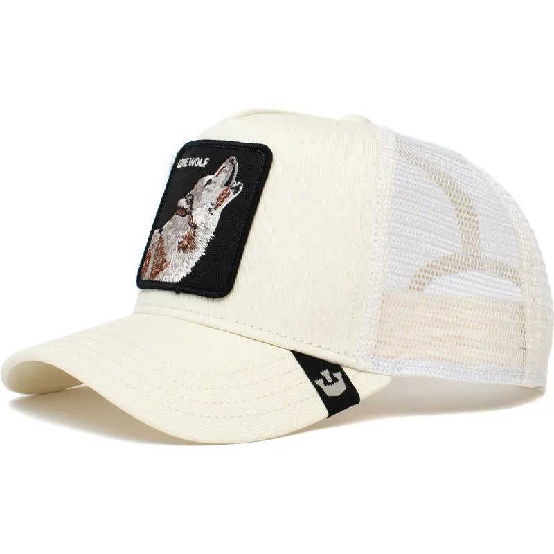 Gorra animales GOORIN BROS LOBO Trucker rejilla/ajustable Lone Wolf blanca