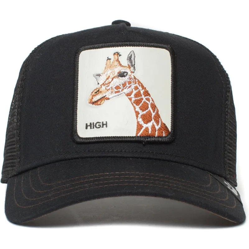 Gorra animales GOORIN BROS trucker Ajustable y con rejilla HIGH the jiraffe thr farm ONE SIZE BLACK -negra jirafa