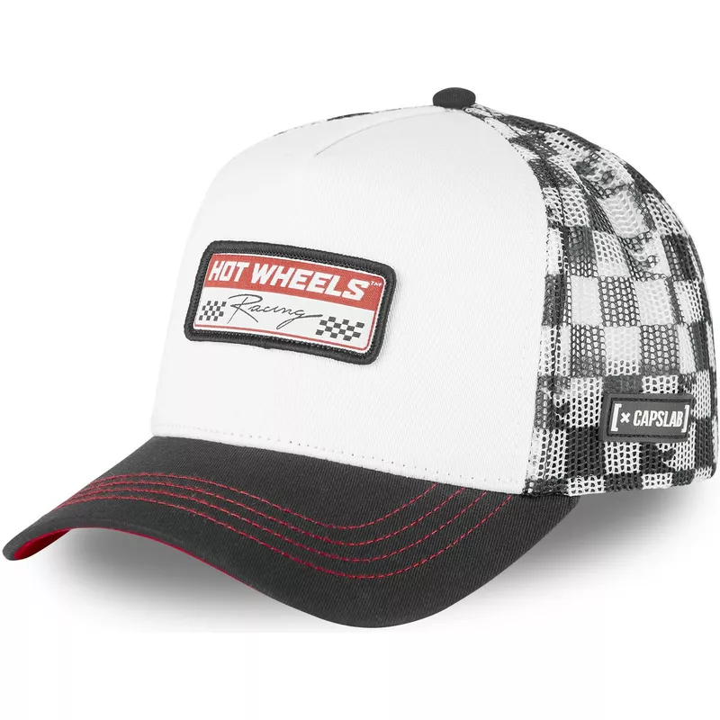 Gorra CAPSLAB rejilla y ajustable trucker CHA2 Hot Wheels color blanca y negra