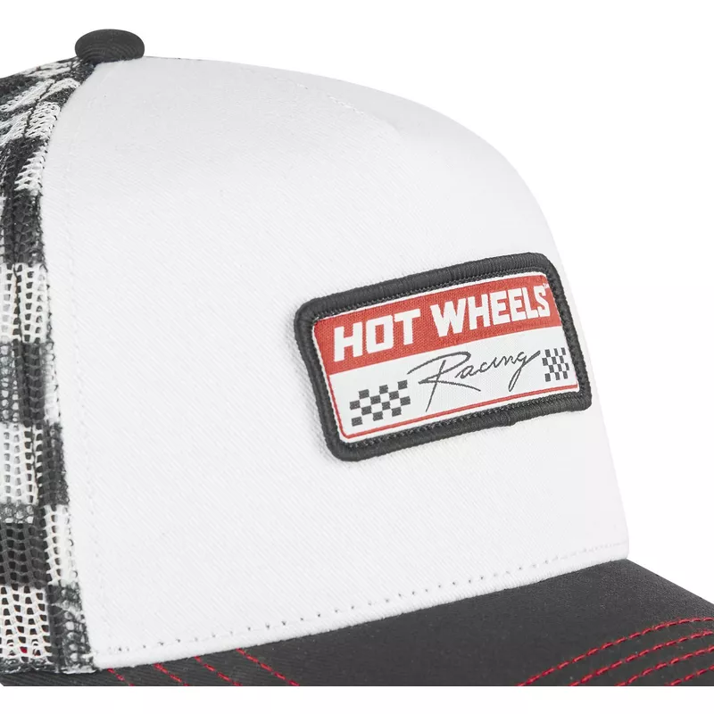 Gorra CAPSLAB rejilla y ajustable trucker CHA2 Hot Wheels color blanca y negra