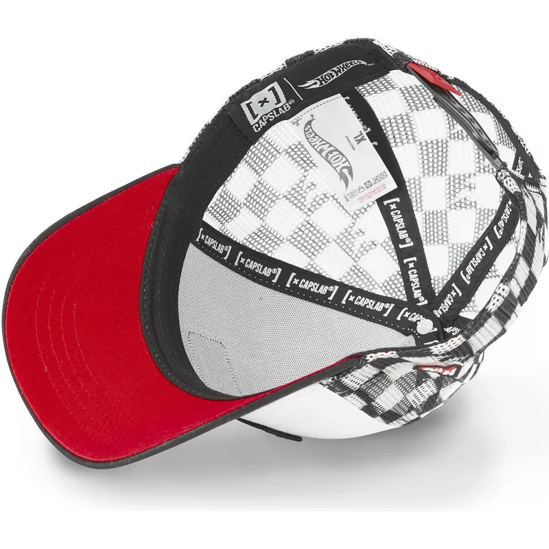 Gorra CAPSLAB rejilla y ajustable trucker CHA2 Hot Wheels color blanca y negra