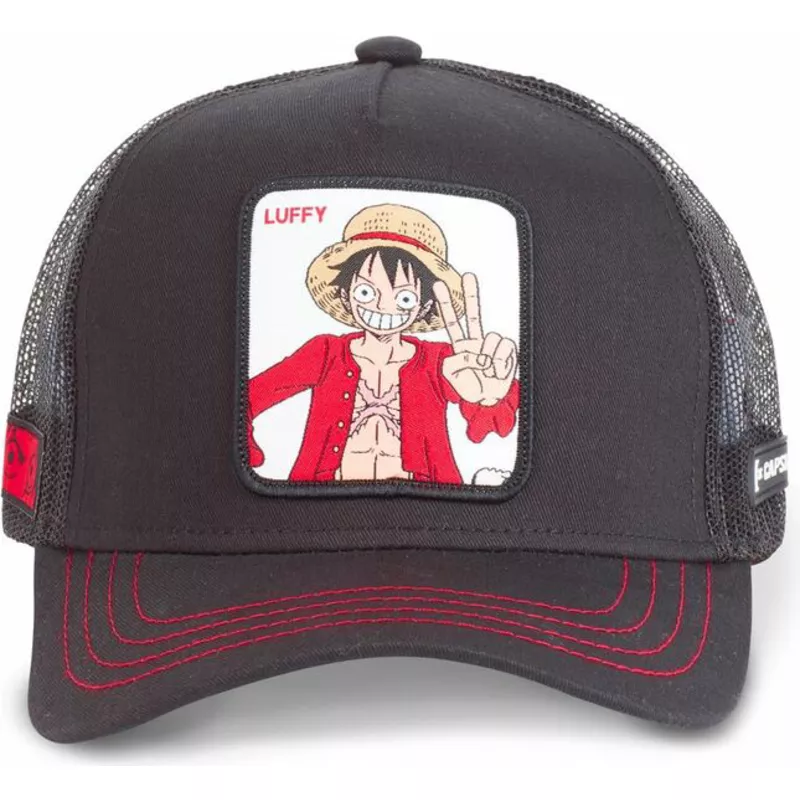 Gorra CAPSLAB rejilla y ajustable trucker  Monkey D. Luffy LUF2 One Piece color negro