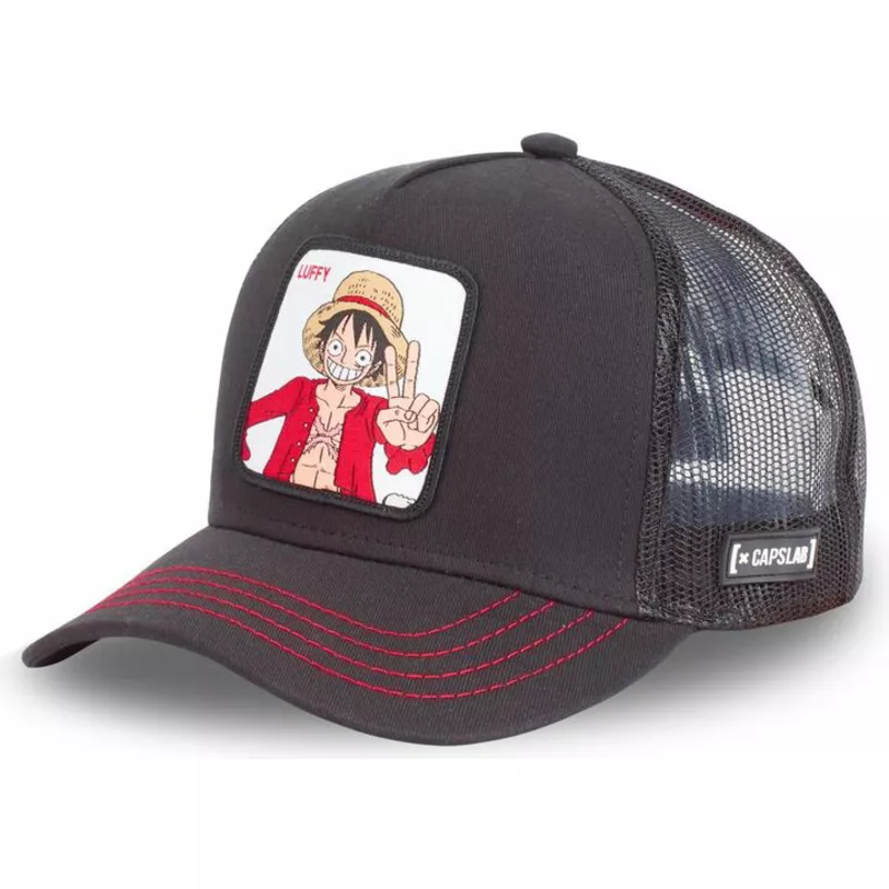 Gorra CAPSLAB rejilla y ajustable trucker  Monkey D. Luffy LUF2 One Piece color negro