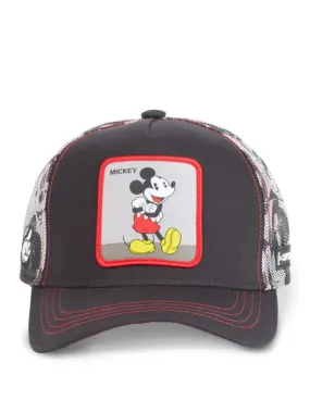 Gorra CAPSLAB Trucker Looney Tunes Dibujos animados  Mickey Mouse negra y roja