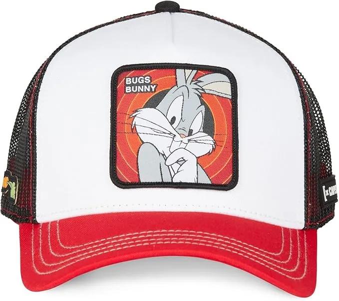 Gorra curva CAPSLAB rejilla y ajustable Trucker BUGS BUNNY ref-CL/LOO8/1/CT/BUG1 blanco rojo y negro