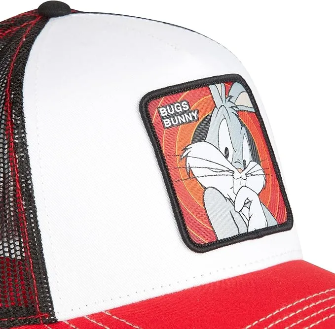 Gorra curva CAPSLAB rejilla y ajustable Trucker BUGS BUNNY ref-CL/LOO8/1/CT/BUG1 blanco rojo y negro