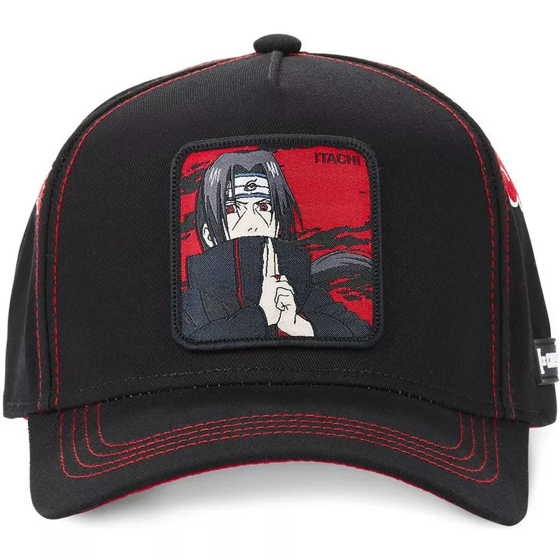 Gorra curva CAPSLAB rejilla y ajustable Trucker  Itachi Uchiha AKA2 Naruto color negro y rojo