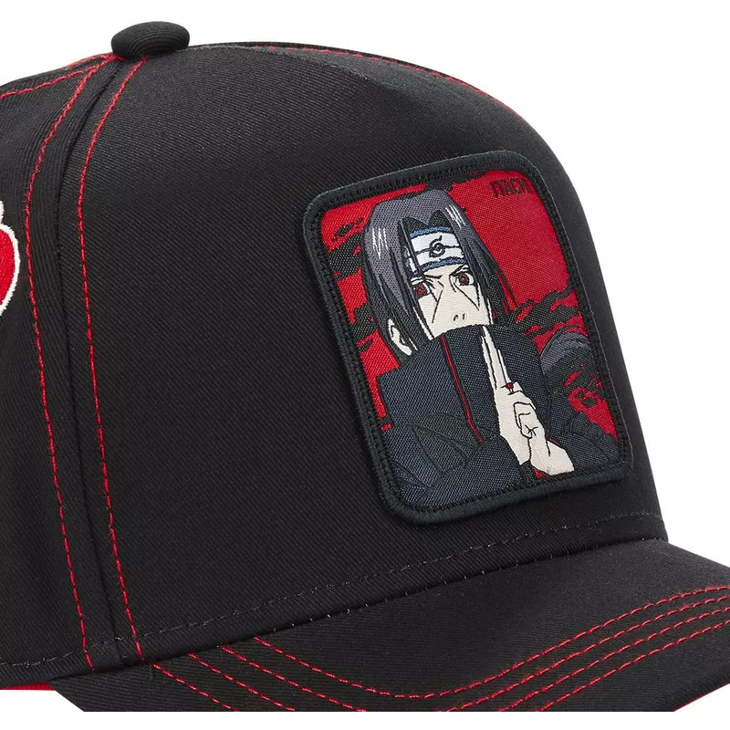 Gorra curva CAPSLAB rejilla y ajustable Trucker  Itachi Uchiha AKA2 Naruto color negro y rojo