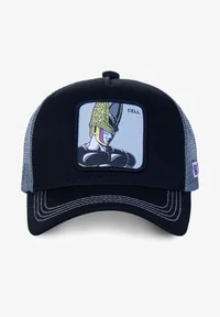 Gorra superheroes CAPSLAB CELL Negra Celeste VEGETA BORDADO FRENTE VISERA CURVA -azul y negro