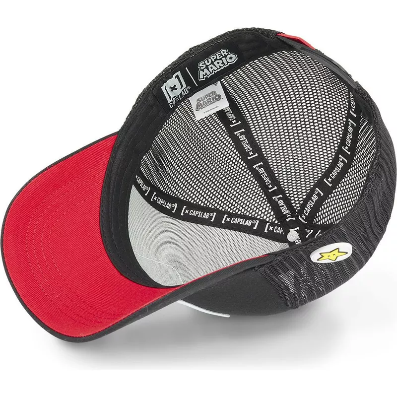 Gorra superheroes CAPSLAB MARIO IT’S A ME Trucker negra con parche bordado rejilla y ajustable negra