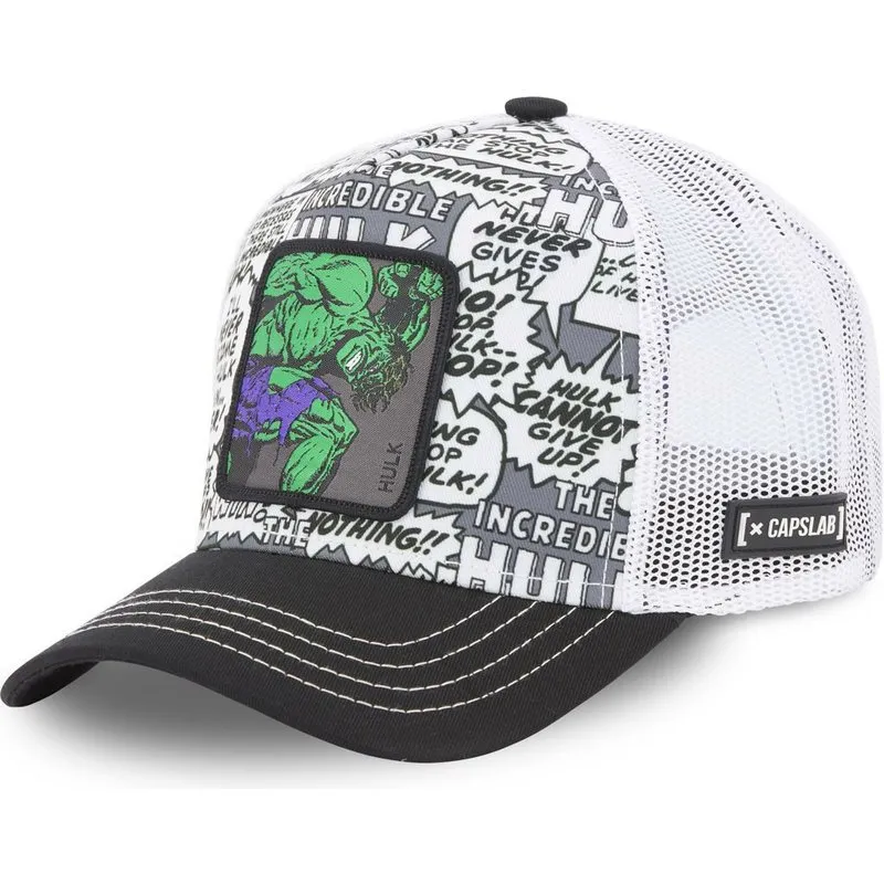 Gorra superheroes CAPSLAB  Trucker blanca y negra Hulk HUL1 Marvel Comics